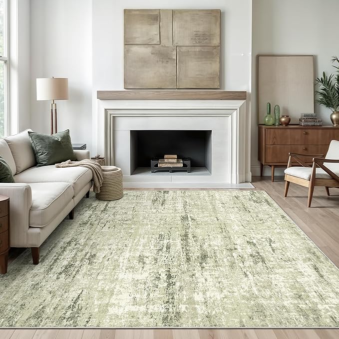 Valenrug Washable Rug 3x5 - Stain Resistant 3x5 Area Rugs for Living Room, Non Slip Backing Printed Rugs for Bedroom, Folable Area Rug(3'x5', Green)