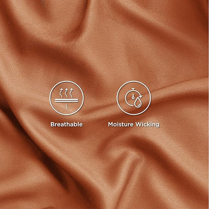 Bedsure Cooling Sheets Twin XL, Rayon Derived from Bamboo, Breathable & Soft Twin XL Sheet Sets, Deep Pocket Up to 16 Inches, Hotel Luxury Silky Dorm Bedding for Hot Sleepers, Burnt Orange