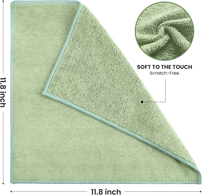 Microfiber Cleaning Cloth, 12 Pack Green Cleaning Rags - Image 2