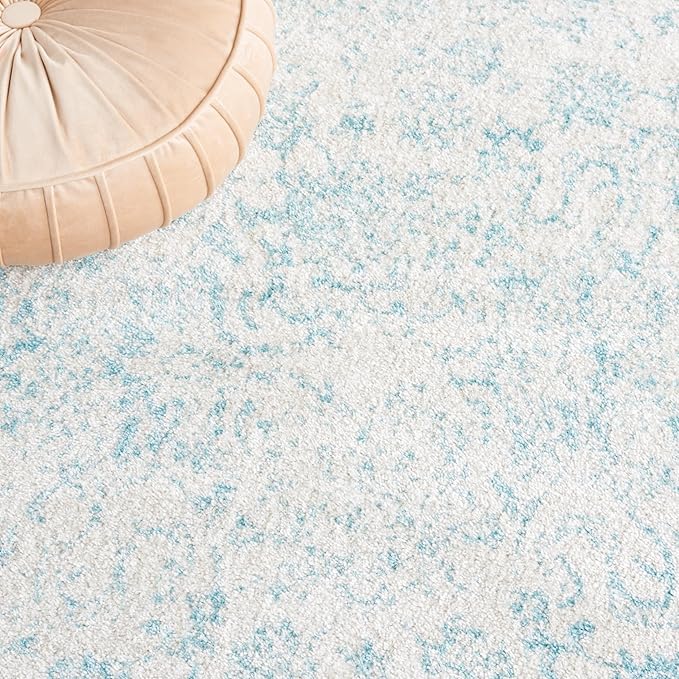 SAFAVIEH Area Rug 4x6 - Adirondack Collection - Ivory & Light Blue, Distressed Vintage Floral Design, Non-Shedding & Easy to Clean, Ideal for Living Room, Bedroom, Dining Space (ADR109L)