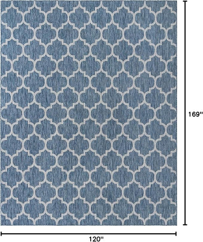 Unique Loom Outdoor Trellis Collection Area Rug (10' x 14' 1" Rectangle, Navy Blue/ Ivory)