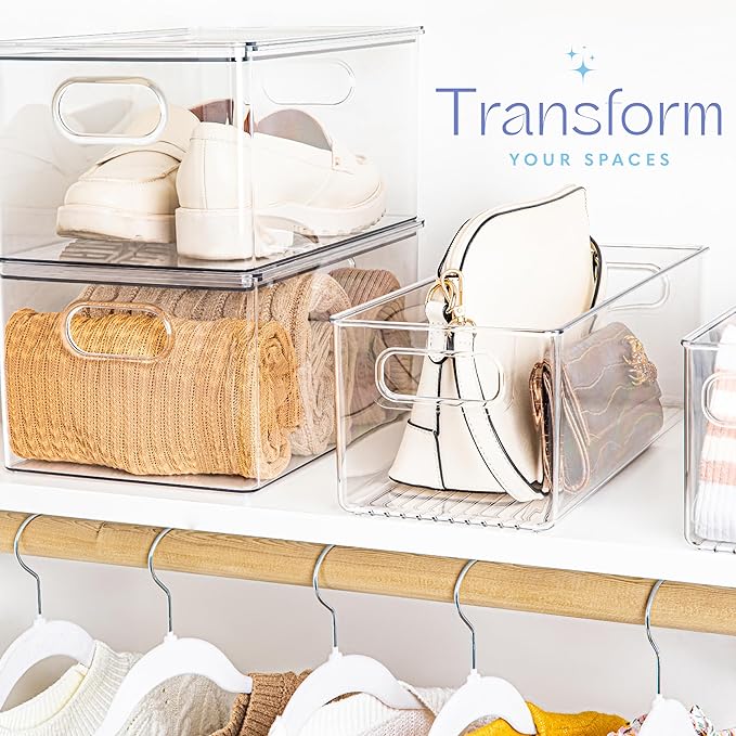 Plastic Food Storage 6 Pack Clear Container Bin - Image 2