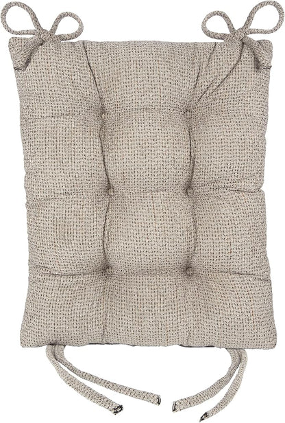Klear Vu Omega Non-Slip Rocking Chair Cushion, Assembled in USA, Thick Tufted Design, Includes Seat Pad & Back Pillow with Ties, 17x17 Inches, 2-Piece Set, Tyson Graystone