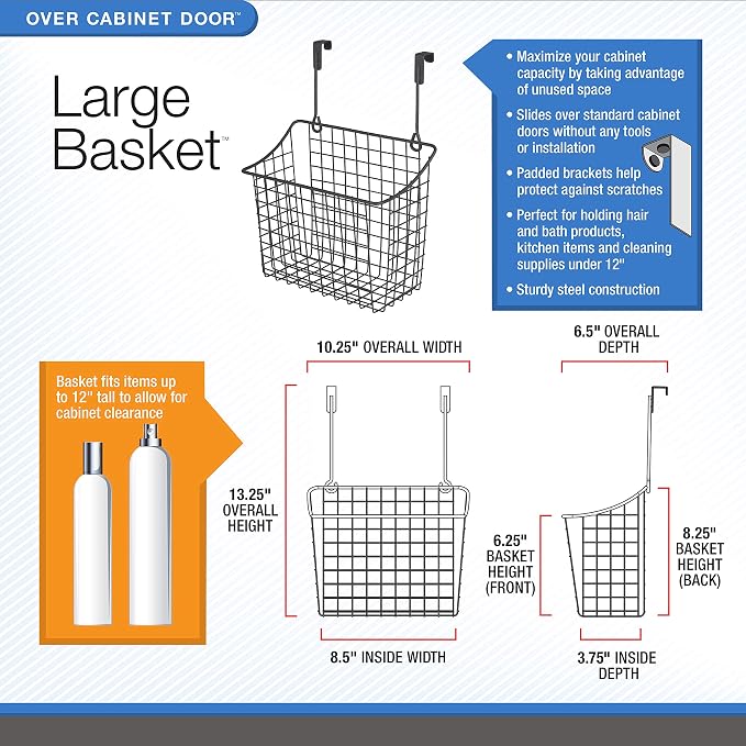 Spectrum Grid Over The Cabinet Wire Storage Basket Large - Image 8
