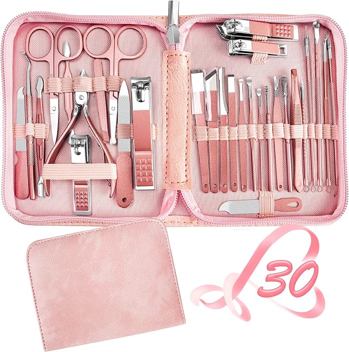 Manicure Set 30 in 1 Nail Clipper set, fingernail & toenail clippers, Manicure by RedFlow-official