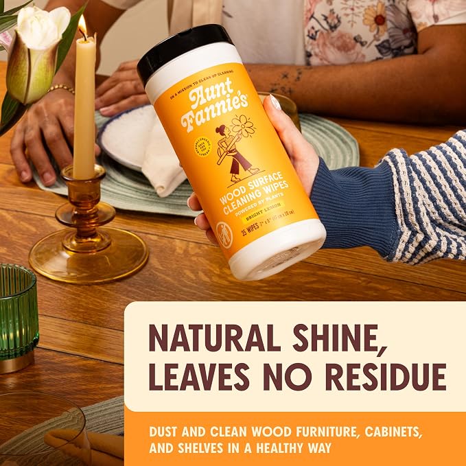 Aunt Fannie's Wood Surface Cleaning Wipes, and Floors, Lemon Scent - Image 2