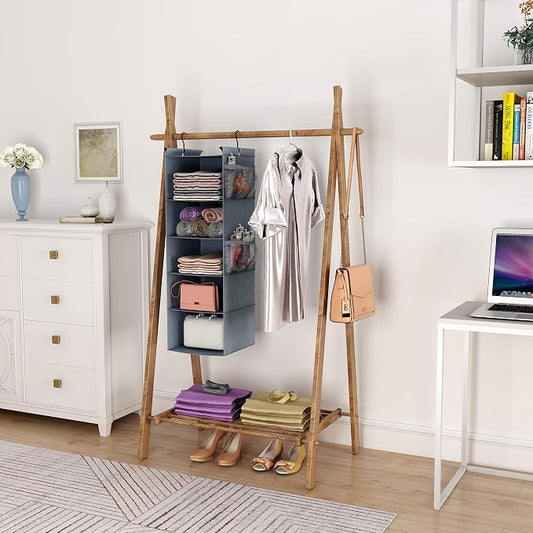 MAX Houser 5 Shelf Hanging Closet Organizer, Space Saver, Cloth Hanging Shelves - Image 2