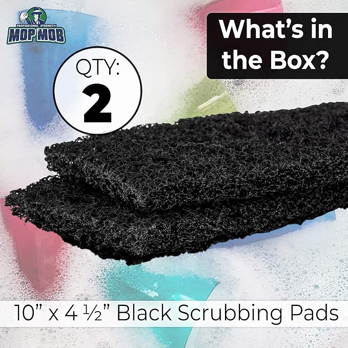 Heavy Duty XL Black Scouring Pad 2 Pack. 10 x 4.5in Large Multipurpose Nylon - Image 3