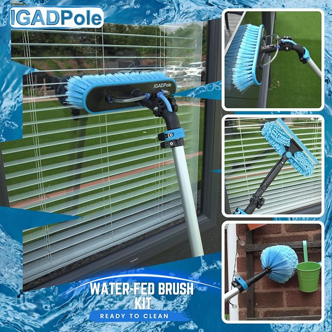 23ft IGADPole Washing Kit: Water-fed Brush, Cobweb Duster and 10” Squeegee and - Image 5