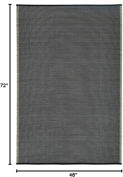 Fab Habitat Outdoor Rug - Waterproof, Fade Resistant, Crease-Free - Premium Recycled Plastic - Neutral Striped - Patio, Deck, Porch, Balcony, Laundry Room - Cancun Shadow - Sand & Black - 4 x 6 ft