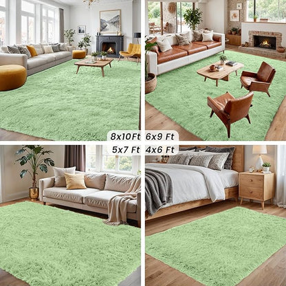 6x9 Area Rugs for Living Room Rug: Soft Fluffy Shag Mint Green Rugs for Bedroom, Non-Slip Large Fuzzy Plush Rug Indoor Floor Carpet for Nursery Kids Boys Girls Room, Dorms, Playroom, Modern Home Decor