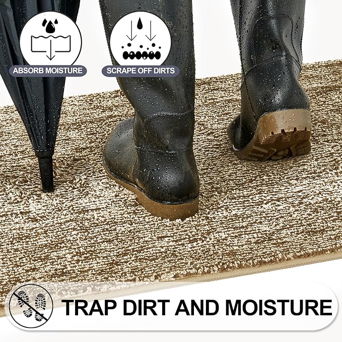 REFETONE Indoor Doormat, Front Door Mat 32"x48" Absorbent Rubber Backing Non - Image 3