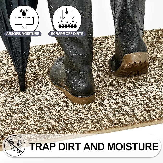 REFETONE Indoor Doormat, Front Door Mat 20"x32" Absorbent Rubber Backing Non - Image 4