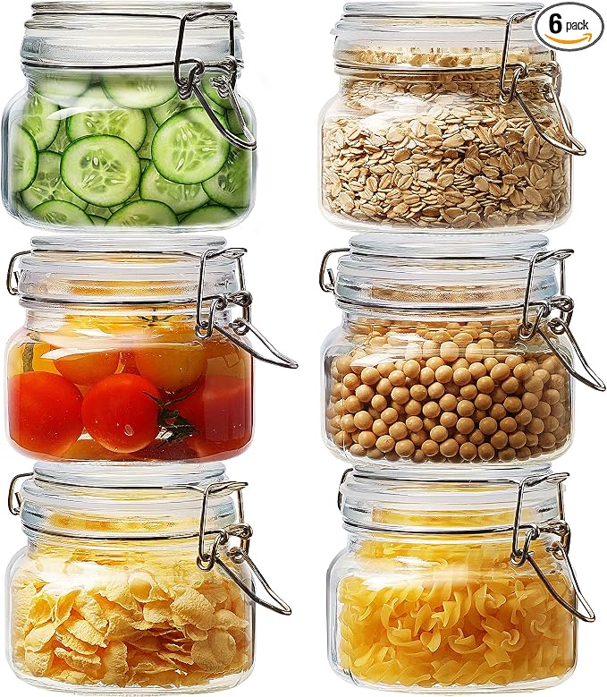 17oz - 6 Pack Square Glass Jars by HomArtist