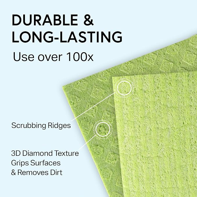 Swedish Wholesale Dishcloths Reusable 8" x 7" Sponge Cloths, Bulk 10 Pack of - Image 8