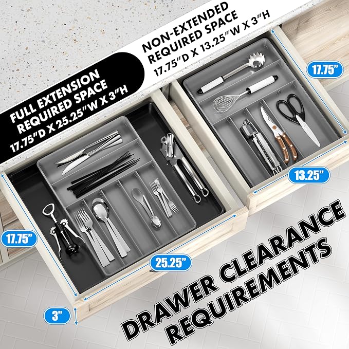 Simple Houseware Expandable Kitchen Drawer Flatware Organizer - Image 2