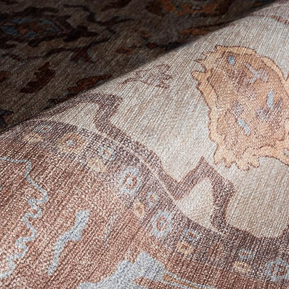 Fame Rugs Brown Modern Oushak Rug 2'6"x10, Vintage Turkish Colorful Oriental Antique Inspired Foldable Long Washable Runner Rugs, Luxury Living Room Bedroom (383BB, 2'6" x 10')