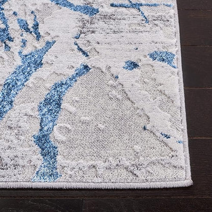 SAFAVIEH Amelia Collection Area Rug - 3' Square, Grey & Blue, Modern Abstract Design, Non-Shedding & Easy Care, Ideal for High Traffic Areas in Living Room, Bedroom (ALA293F)