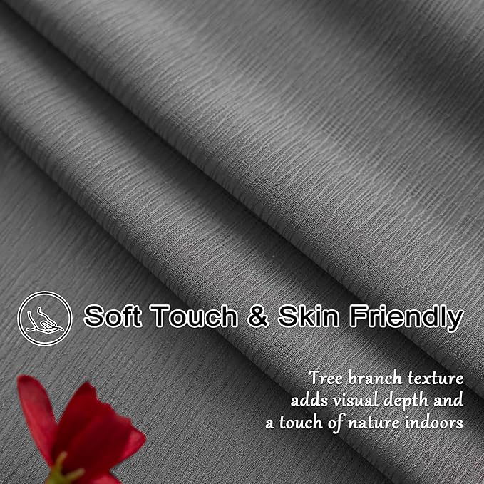 Grey Pinch Pleat Curtains 96 Inches Long Sheer Curtain Panels Light Filter Airy Breathable Tree Branch Textured Pleated Drapes with Adjustable Hooks for Living Room, Grey, 42"W x 96"L, 2 Panels
