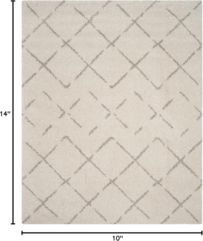 SAFAVIEH Area Rug 10x14 - Arizona Shag Collection - Large - Ivory & Beige, Moroccan Boho Design, Non-Shedding & Easy to Clean, Ideal for Living Room, Bedroom, Dining Space (ASG743A)