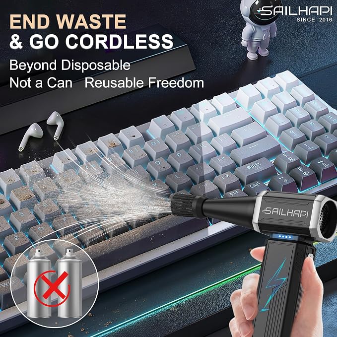Powerful Air Duster 300000RPM, Handheld Office Duster Blower Replaced Can of Air - Image 3