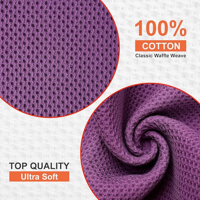 Kitinjoy 100% Cotton Kitchen Dish Cloths, 6 Pack Waffle Weave Ultra Soft - Image 2