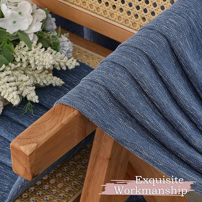 Simplebrand Navy Blue Semi Sheer Faux Linen Textured 120 Inches Long Curtains 2 Panels Set, Privacy Farmhouse Window Drapes for Living Room/Birthday Party/Hallway Window Guest Room, 50 x 120 Inch