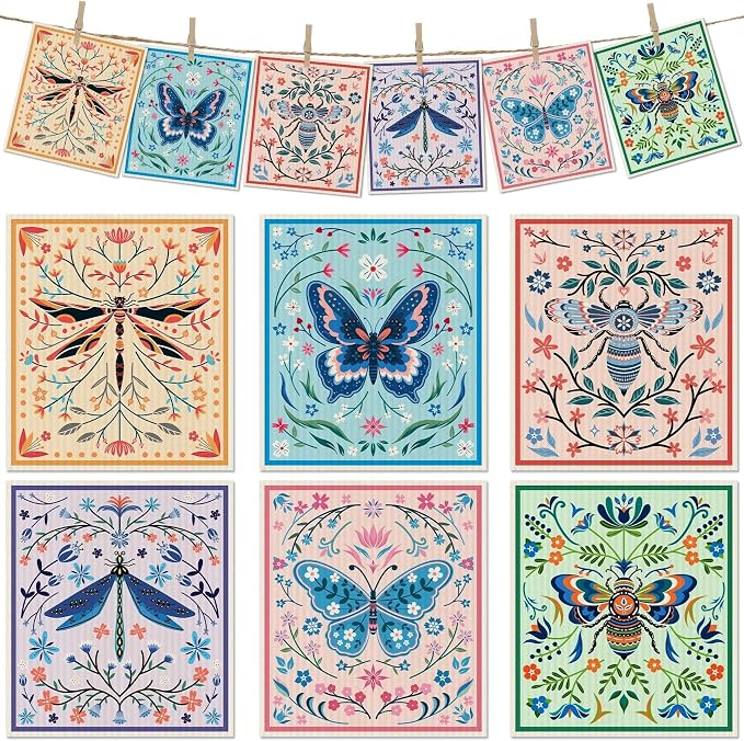 6 Packs Swedish Paper Cloths for Kitchen, Reusable Paper Towels Washable Dish by Revahope