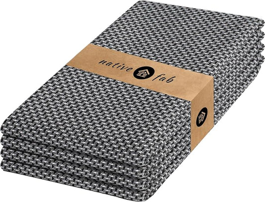 Native Fab 4 Pack Dotted Pattern Kitchen Dish Towels Cotton Super Absorbent by NativeFab