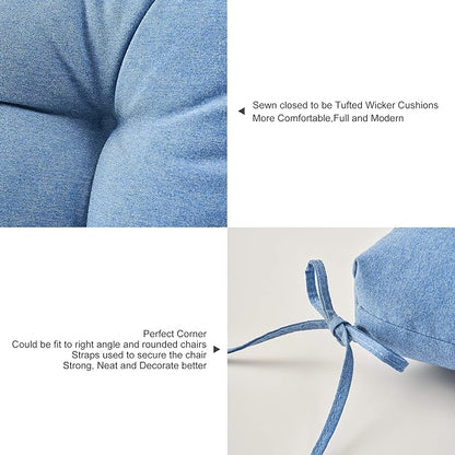 ARTPLAN Seat/Back Outdoor Chair Cushion,Set of 4 Patio Chair Cushion with Tie,Tufted Replacement for Patio Furniture,20x20x4 Inches,4 Count
