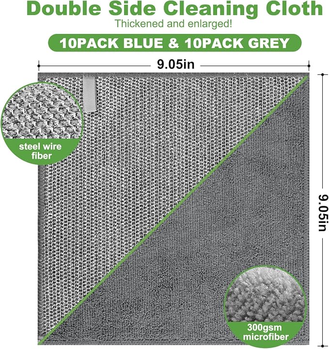 20Counts Multipurpose Wire Dishwashing Rag, Non Scratch Wire Dishcloth - Image 2