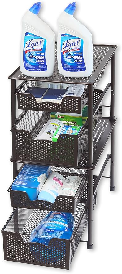 Simple Houseware Stackable 2 Tier Sliding Basket Organizer Drawer - Image 5