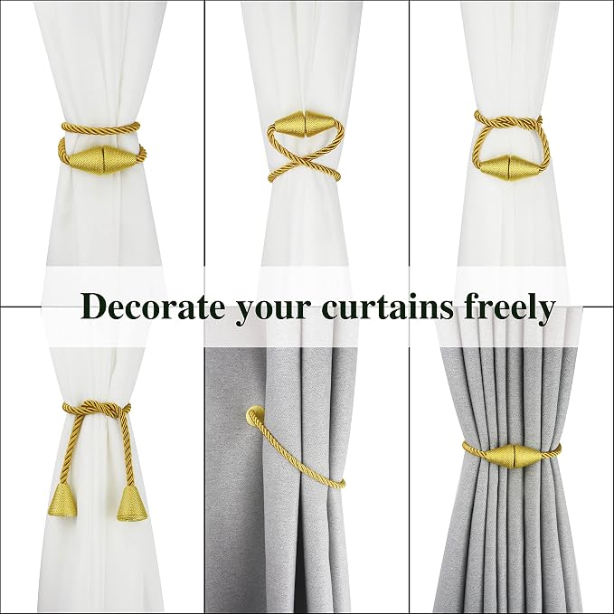 6 Pack Magnetic Curtain Tiebacks Rope Modern Handmade Curtain Tie Backs - Image 5