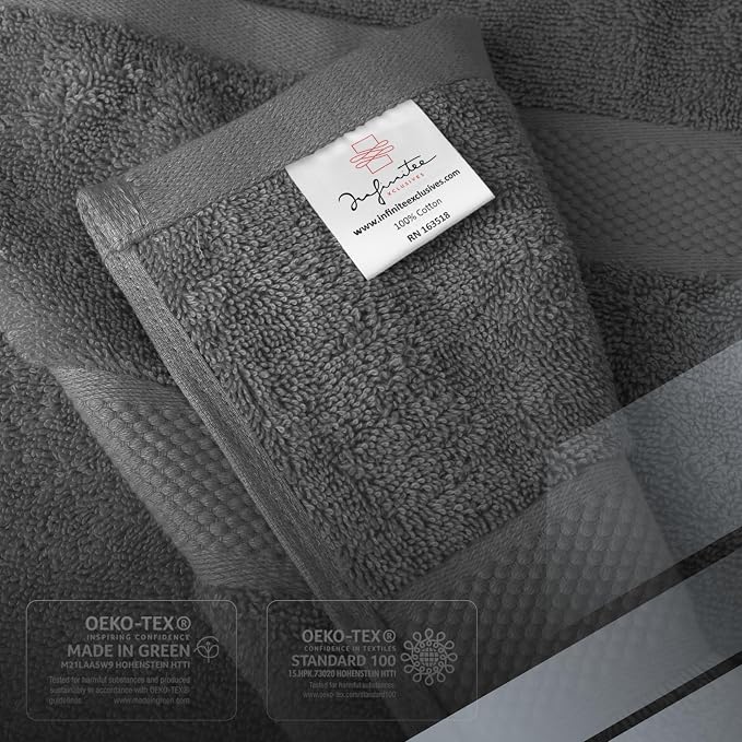 Infinitee Xclusives Luxury 100% Cotton Towel Set – 8 Piece Bathroom Towel Set – - Image 5