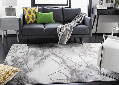 SAFAVIEH Craft Collection Area Rug - 8' Square, Grey & Silver, Modern Abstract Design, Non-Shedding & Easy Care, Ideal for High Traffic Areas in Living Room, Bedroom (CFT877G)