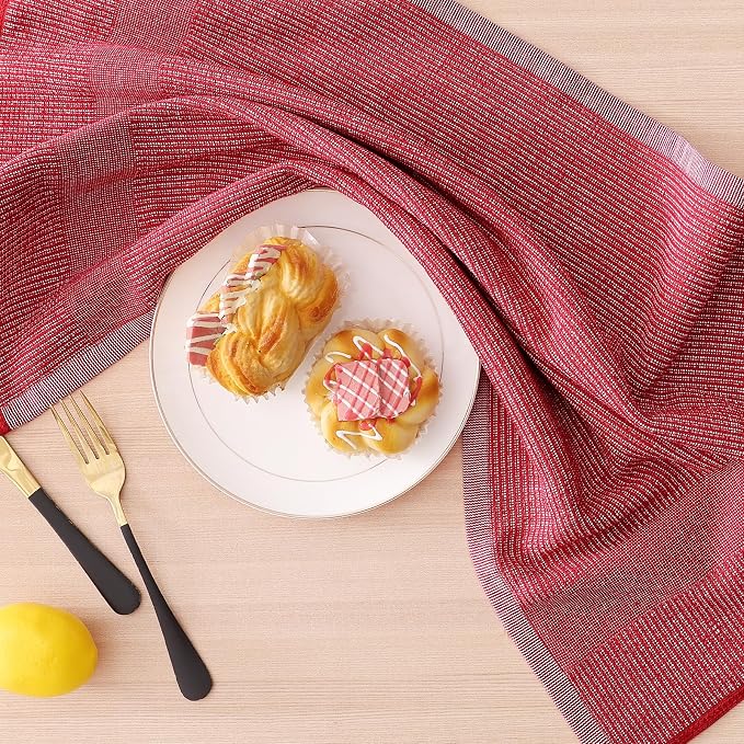 Homaxy Premium Kitchen Towels, Large Cotton Kitchen Hand Towels, Flat and Terry - Image 5