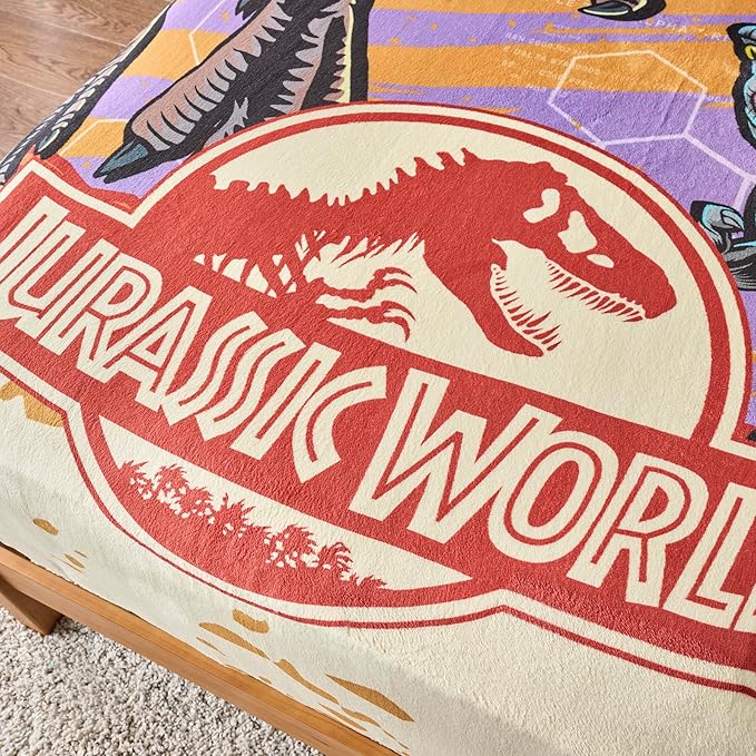 ZippySack Twin Bed Zip-Up Bedding – Super Soft Fleece Fitted Blanket with Side Pocket & Durable Zipper – Easy Bed-Making for Kids (Jurassic)