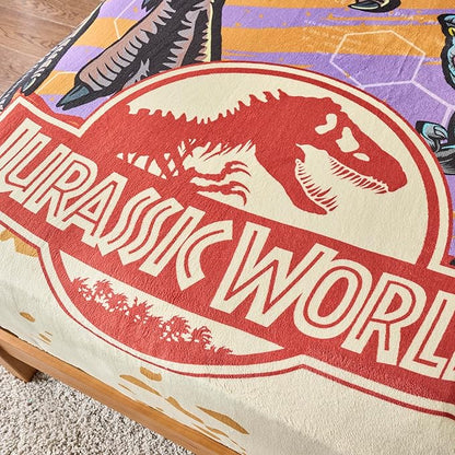 ZippySack Twin Bed Zip-Up Bedding – Super Soft Fleece Fitted Blanket with Side Pocket & Durable Zipper – Easy Bed-Making for Kids (Jurassic)