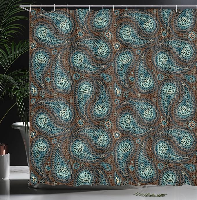 Ambesonne Paisley Shower Curtain, Modern Mosaic Like Circled Design - Image 3