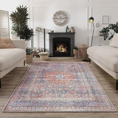 Bloom Rugs Washable Non-Slip 10x14 Rug - Multicolor Traditional Medallion Area Rug for Living Room, Bedroom, Dining Room, and Kitchen - Exact Size: 10' x 14'