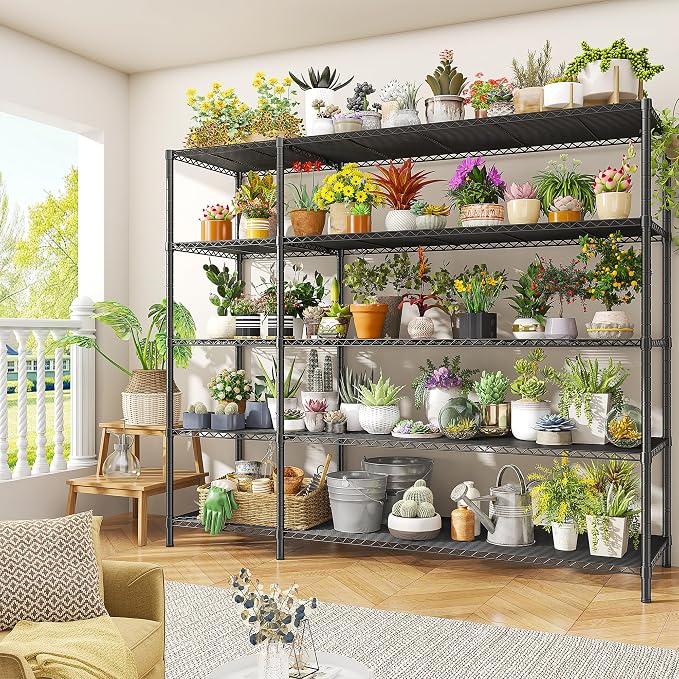 52.36" W Storage Shelves Metal Shelving Unit Load 1400LBS 5 Tier Wire Rack - Image 9