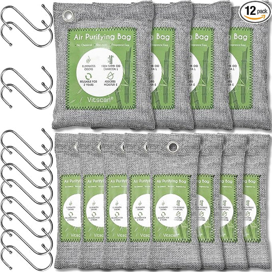 12 Pack Bamboo Charcoal Air Purifying Bag, Activated Charcoal Bags Odor Absorber by VITSCAN