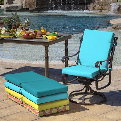 Arden Outdoor Dining Chair Cushion, 20 in x 20 in, Weather-Proof, Rain-Proof, Fade Resistant Patio Cushion for Patio, Dining, or Rocking Chairs 20 x 20, Pool Blue Leala