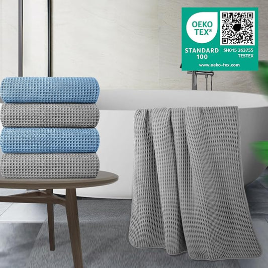 POLYTE Microfiber Oversize Quick Dry Lint Free Bath Towel, 60 x 30 in, 4 Pack - Image 2