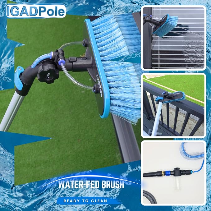 24ft IGADPole Washing Kit: Water-fed Brush, Cobweb Duster and 10” Squeegee and - Image 6