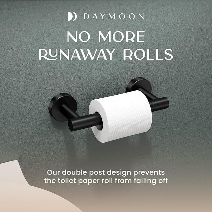 Day Moon™ Matte Black Toilet Paper Holder - Image 7