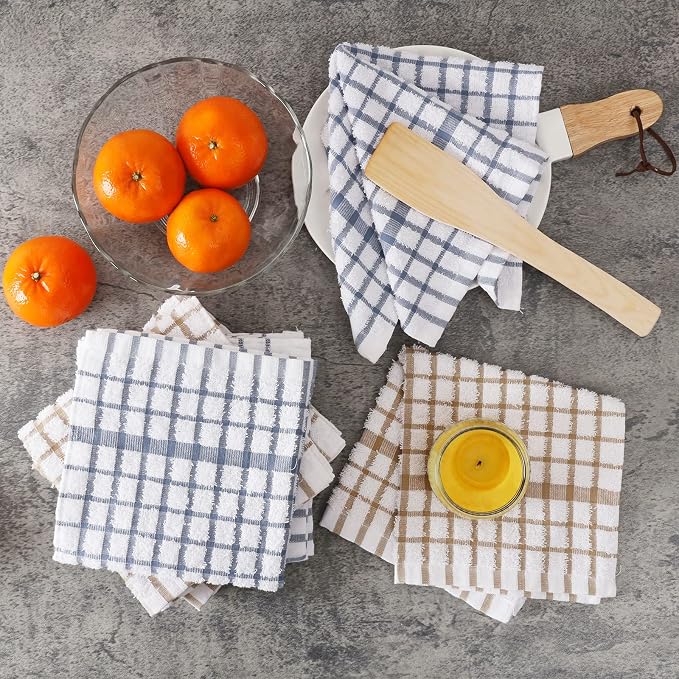 Egles 6 Packs Kitchen Dishcloths 100% Cotton Grid Terry Dish Cloths 12.5" x - Image 3