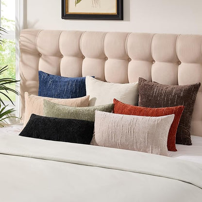 Set of 2 Soft Textured Throw Pillow Covers 18x18,Invisible Zipper Neutral Cushion Cases, Easy - Care Decorative Farmhouse Home Decor for Living Room Couch (White, 18" x 18" (Pack of 2))