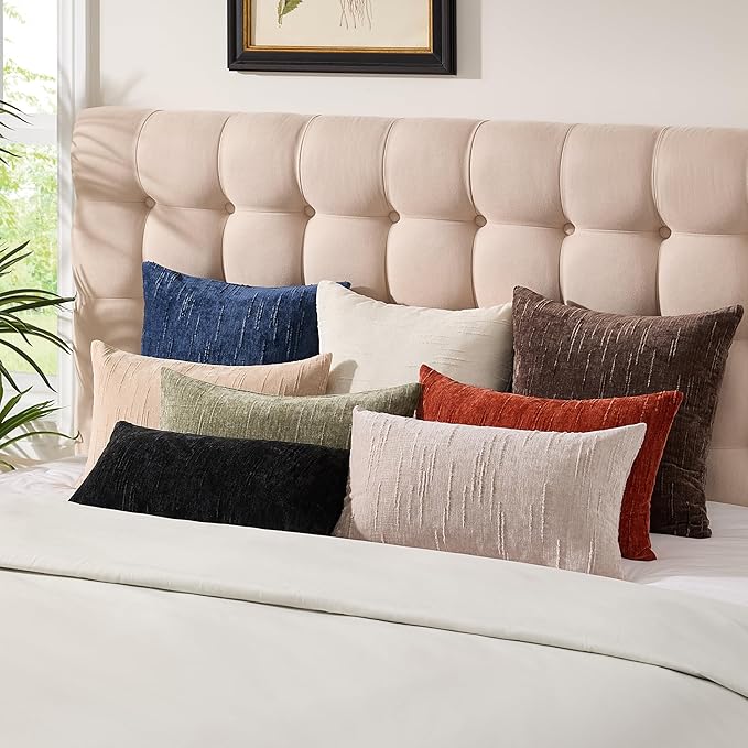 Set of 2 Soft Textured Throw Pillow Covers 16x16, Invisible Zipper Neutral Cushion Cases, Easy - Care Decorative Farmhouse Decor for Living Room Couch (White, 16" x 16" (Pack of 2))