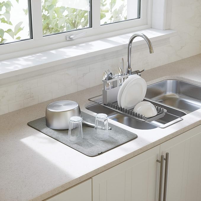 Umbra Udry Dish Rack and Microfiber Drying Mat – Space-Saving Design Folds Up - Image 2